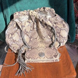 Brighton Lolita snakeskin purse and matching wallet.